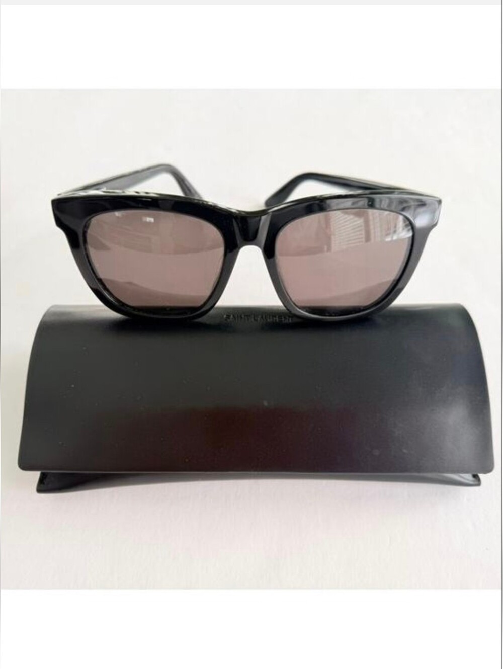 YSL Saint Laurent Wayfarer Sunglasses Rectangle Black Acetate Square Luxury $495